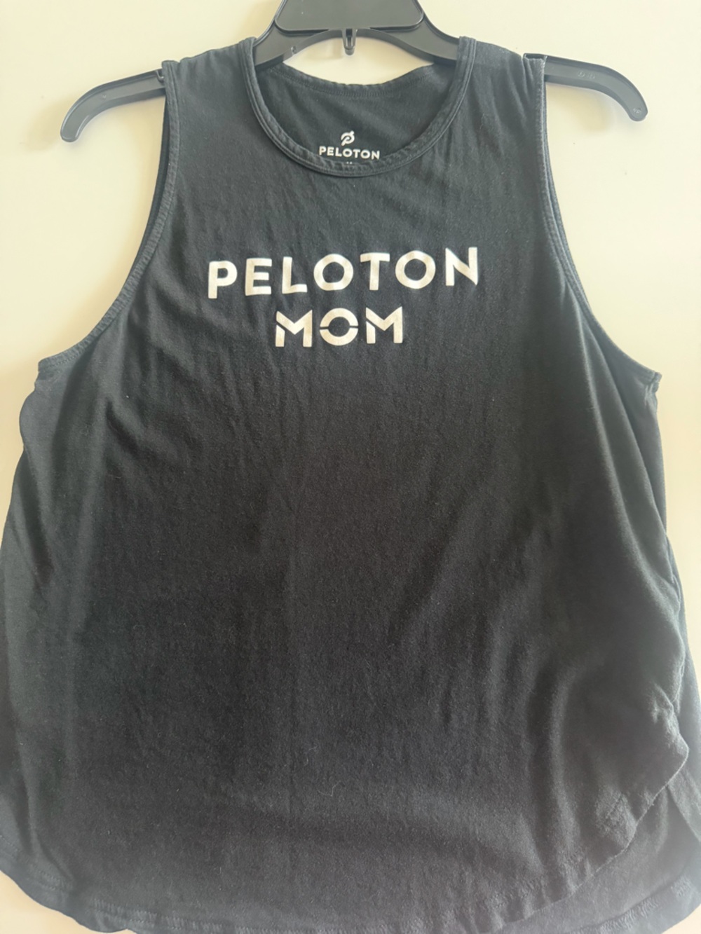 Peloton Black Tank with White 'PELOTON MOM' Logo